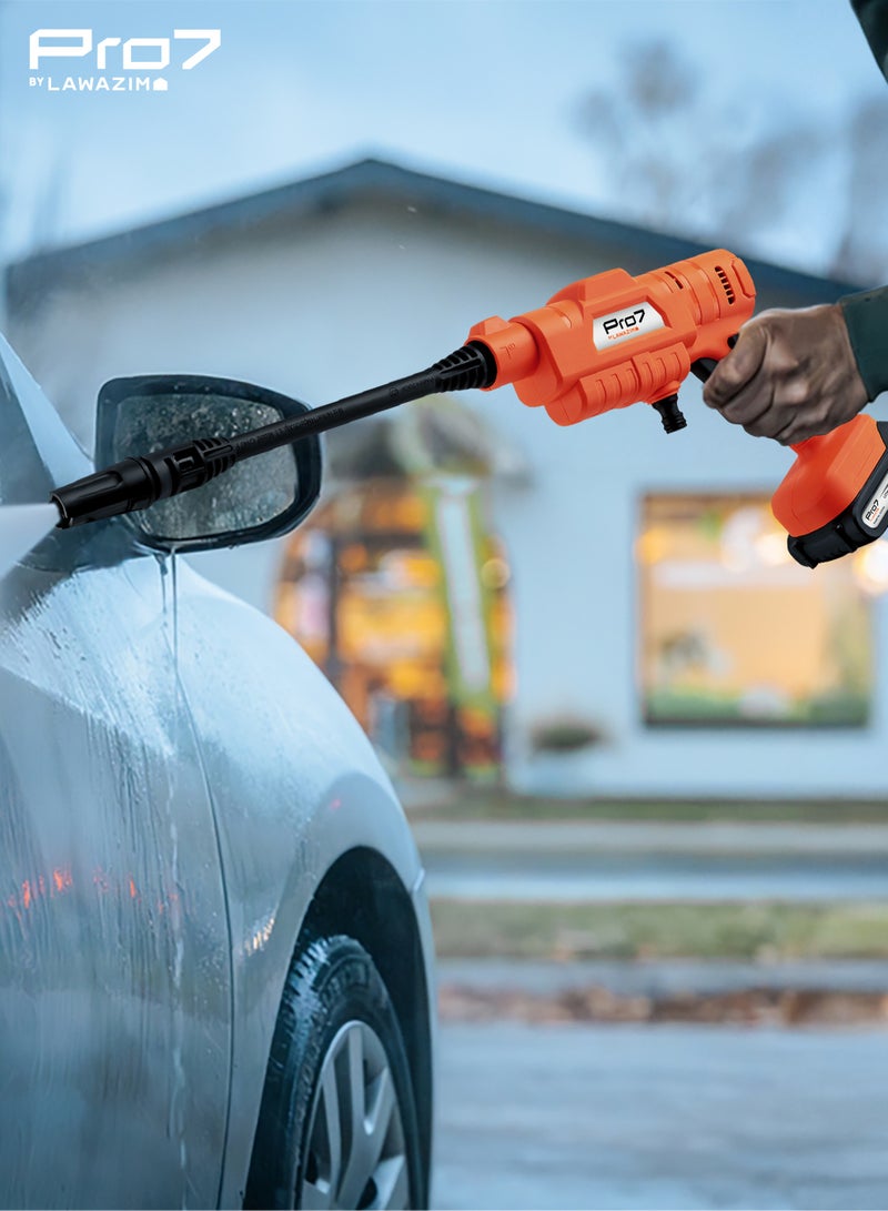 LAWAZIM Pro7 Cordless High Pressure Washer – 20V Portable Power Cleaner with Adjustable Pressure, 2 Batteries, Hose, Soap Bottle, and Filter – Ideal for Car Washing, Outdoor Cleaning, and Garden Maintenance - Image 5